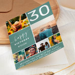 Modern 30 birthday sage green 6 photo collage card<br><div class="desc">Modern simple 30th birthday sage green 6 photo collage grid  with modern typography.</div>