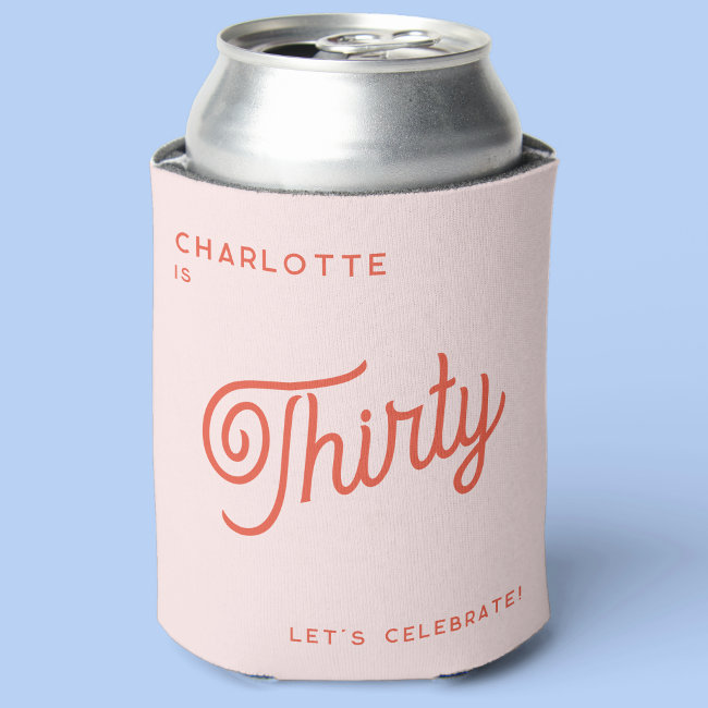 Modern 30 Thirty Birthday Can Cooler