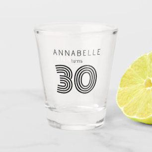 Modern 30th birthday black shot glass