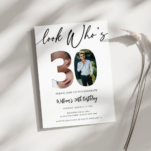 Modern 30th Birthday – Look Who’s 30! Two-Photo Invitation