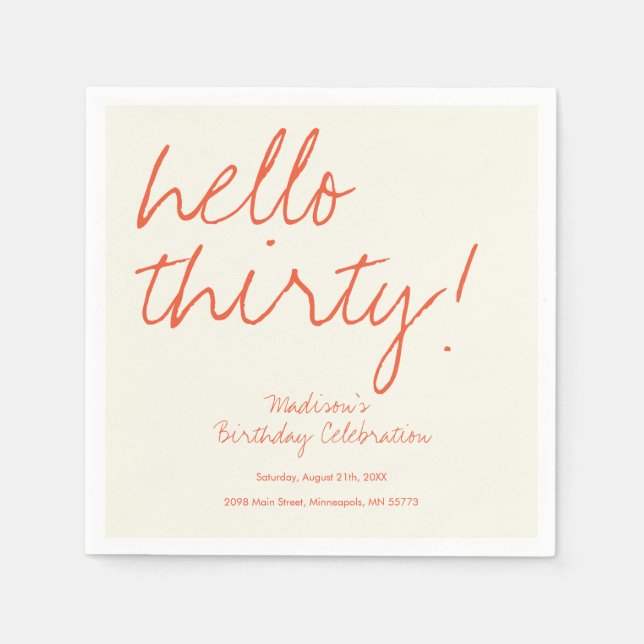 Modern 30th Birthday  Napkins (Front)
