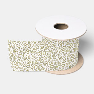 Modern 30th Birthday Number Pattern Gold/White  Satin Ribbon