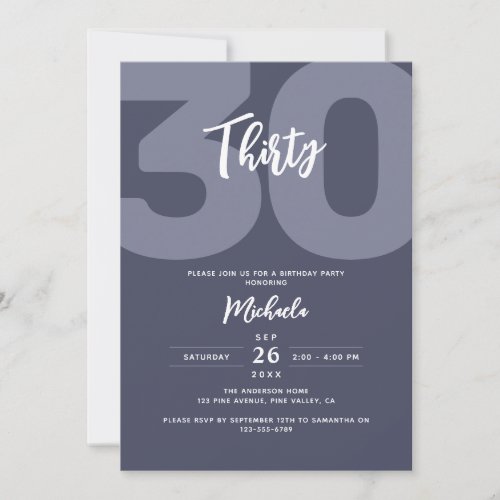 Modern 30th Birthday Party Chic  Stylish Invitation