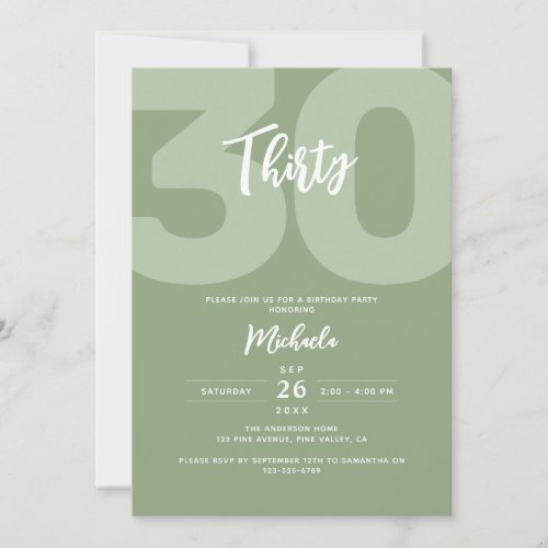 Modern 30th Birthday Party Chic  Stylish Invitation