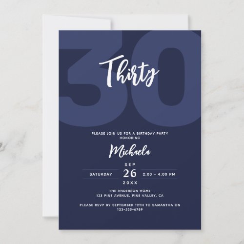 Modern 30th Birthday Party Chic  Stylish Invitation