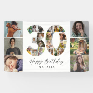 Modern 30th Birthday Photo Collage Banner