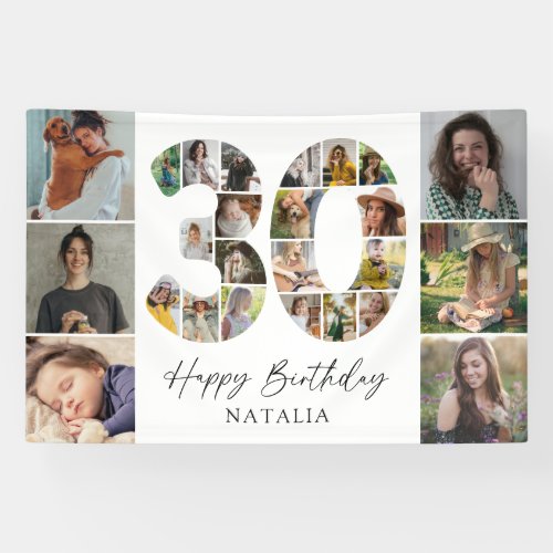 Modern 30th Birthday Photo Collage Banner