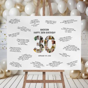 Modern 30th Birthday Photo Collage Message Foam Board