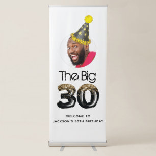 Modern 30th Birthday Photo Funny Retractable Banner