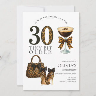 Modern 30th Birthday, Trendy Leopard Print Invitation