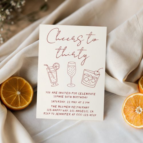 Modern 30th Cheers to Thirty Cocktail Birthday 