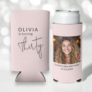 Modern 30th Thirty Photo Birthday Party Can Cooler