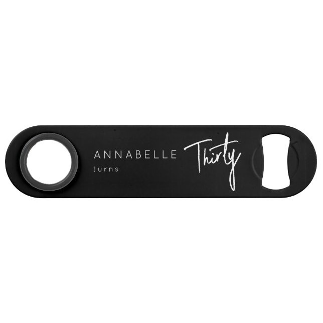 Modern 30th Thirty Thirtieth birthday party Bar Key (Front (Horizontal))