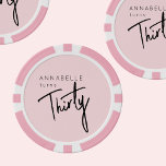 Modern 30th Thirty Thirtieth birthday party Poker Chips<br><div class="desc">Custom poker chips for thirtieth birthday party celebrations.  Customize with your own name.  Colors can be edited in the design tool. Please use the message me button below for help with further customization and special requests.  © Zoe Chapman Design</div>