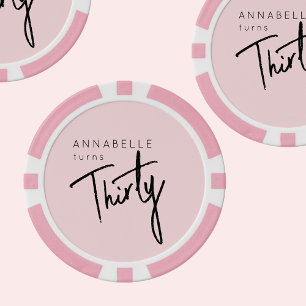 Modern 30th Thirty Thirtieth birthday party Poker Chips