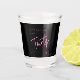 Modern 30th Thirty Thirtieth birthday party Shot Glass