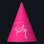 Modern 30th Thirty Thirtieth birthday pink Party Hat<br><div class="desc">Custom 30th birthday hot pink paper hats perfect for thirtieth birthday party celebrations.  Customize with your own name.  Colors can be edited in the design tool. Please use the message me button below for help with further customization and special requests.  © Zoe Chapman Design</div>