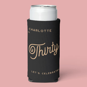 Modern 30th Thirty Thirtieth Birthday Seltzer Can Cooler