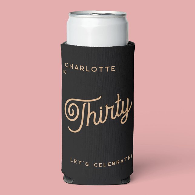 Modern 30th Thirty Thirtieth Birthday Seltzer Can Cooler (Creator Uploaded)