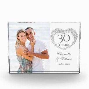 Modern 30th Wedding Anniversary Pearl Heart Photo Block