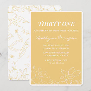 Modern 31st birthday invitations Floral Yellow
