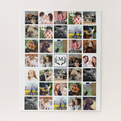 Modern 34 Family Photos Antlers  Initial Letter Jigsaw Puzzle