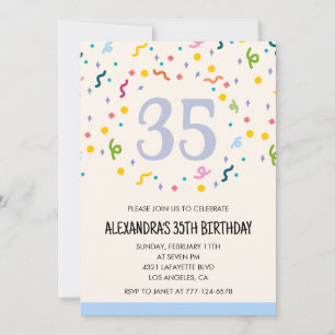Modern 35th birthday invitations Confetti