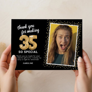 Modern 35th Birthday Photo Thank You Card