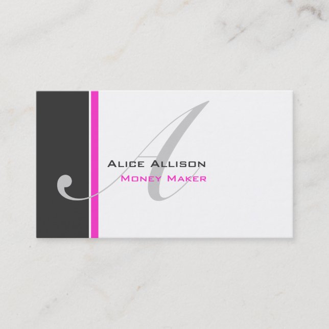 Modern 3 Color Monogram E Business Card (Front)