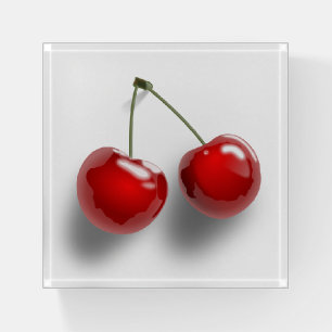 Modern 3-D Look Red Cherries Paperweight