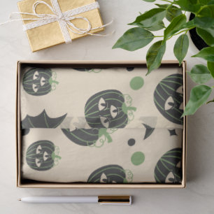 Modern 3 Eyed Pumpkin And Bats Halloween Tissue Paper