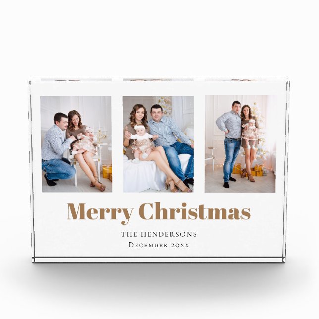 Modern 3 Family Photo Collage Merry Christmas (Front)