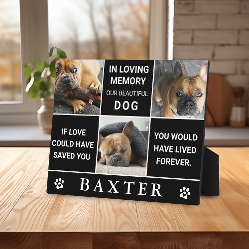 Modern 3 Insta Photo Collage Memorial Pet Keepsake Plaque