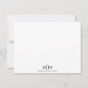 Modern 3 letter Monogram Note Card
