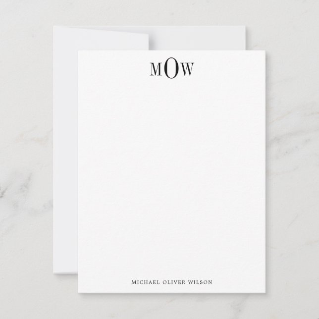 Modern 3 letter Monogram  Note Card (Front)