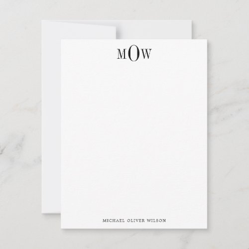 Modern 3 letter Monogram  Note Card