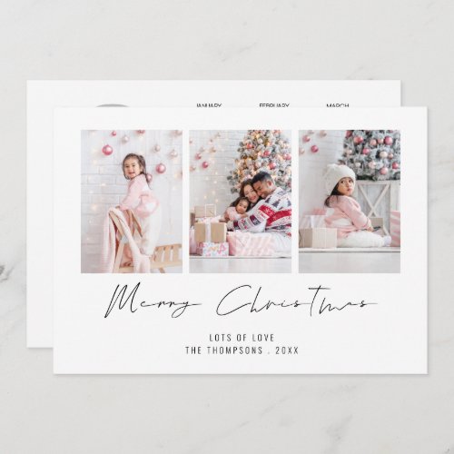 Modern 3 Photo 2025 Calendar Merry Christmas Holiday Card