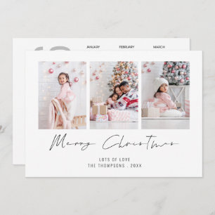 Modern 3 Photo 2026 Calendar Merry Christmas Holiday Card