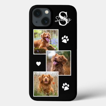 Modern 3 Photo Black Pet Dog Iphone 13 Case by BlackDogArtJudy at Zazzle