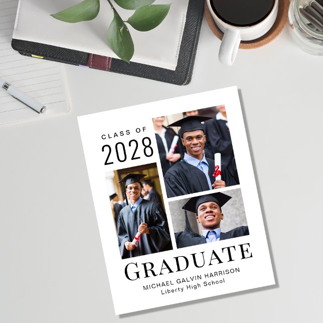 Modern 3 Photo Budget Graduation Announcement (Creator Uploaded)