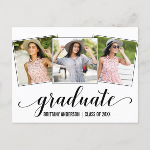 Modern 3 Photo Calligraphy Graduation Announcement