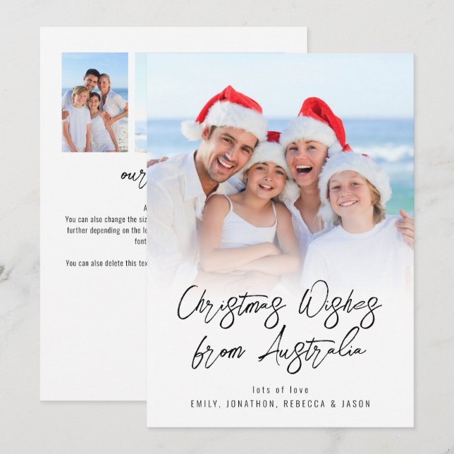 Modern 3 photo Christmas from Australia Newsletter Holiday Card (Front/Back)