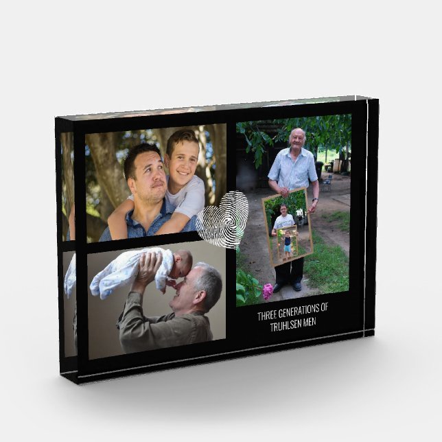 Modern 3 Photo Collage 3 Generations Family Block (Left)