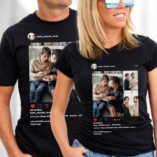 Modern 3 Photo Collage Best Couple Ever Instagram T-Shirt