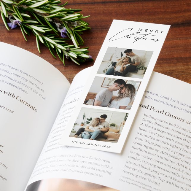 Modern 3 Photo Collage Christmas Holiday Card  Bookmarks (Book)