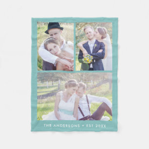 Modern 3 Photo Collage Editable Color Fleece Blanket