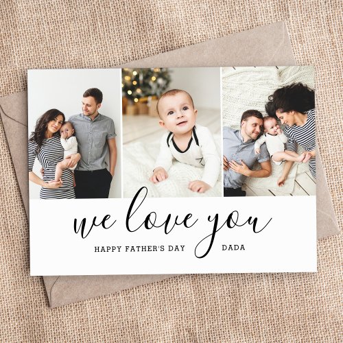 Modern 3 Photo Collage Fathers Day Magnetic Card