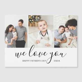 Modern 3 Photo Collage Father's Day Magnetic Card
