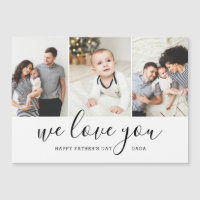 Modern 3 Photo Collage Father's Day Magnetic Card