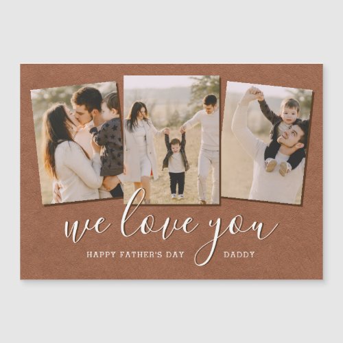 Modern 3 Photo Collage Fathers Day Magnetic Card